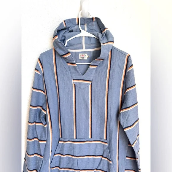 Faherty Men’s Biarritz Hoodie Sweater Blue Pullover Aztec Theme Sz Medium - Picture 12 of 13